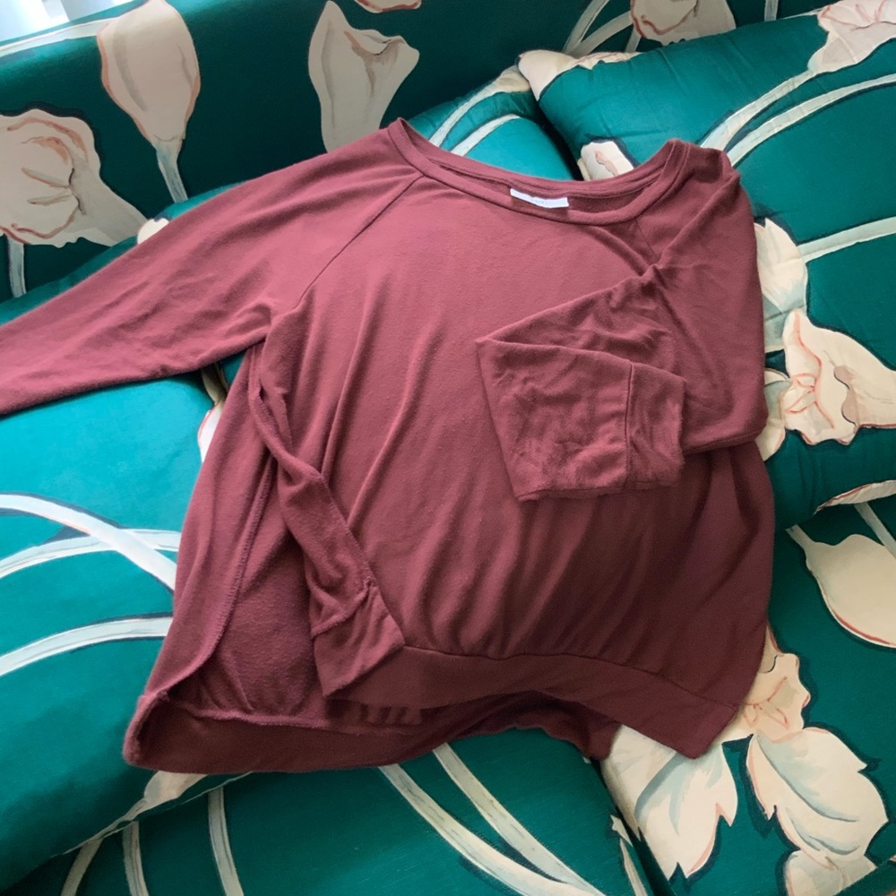 Raglan Burgundy Split Side Top